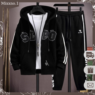  Set Bộ Đồ Nam Thể Thao Dài Tay Áo Khoác Nỉ Hoodie In Chữ Phối Quần Dài Cạp Chun Dây Rút Thời Trang Mixxno1 QA NAM 143 