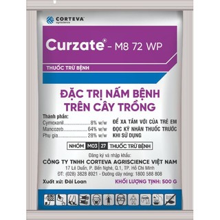 Thuốc trừ bệnh curzate-m8 72 wp đặc trị nấm bệnh trên cây trồng gói 500g