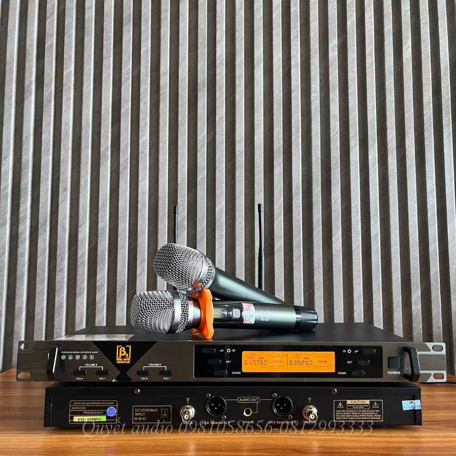 Micro karaoke không dây cao cấp B3- K9900Plus chống hú, cảm biến gia tốc, tự ngắt K 9900Plus
