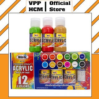 Màu nước acrylic 30ml winq ac-01 - hộp 12 màu