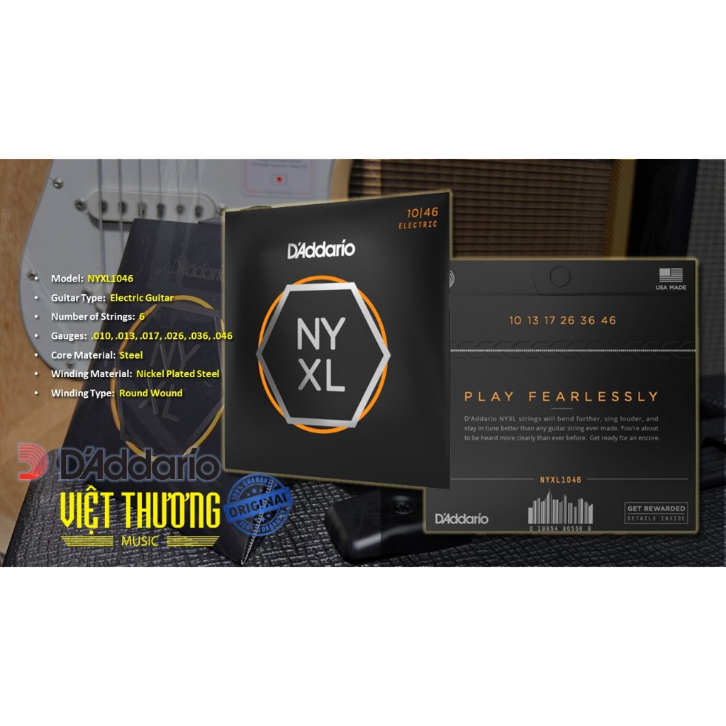 Bộ dây đàn guitar điện chính hãng D'addario NYXL0942 NYXL1046