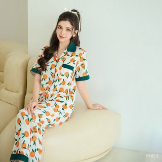 VIBES Pijama dài Lụa gấm Orange Long Py Set