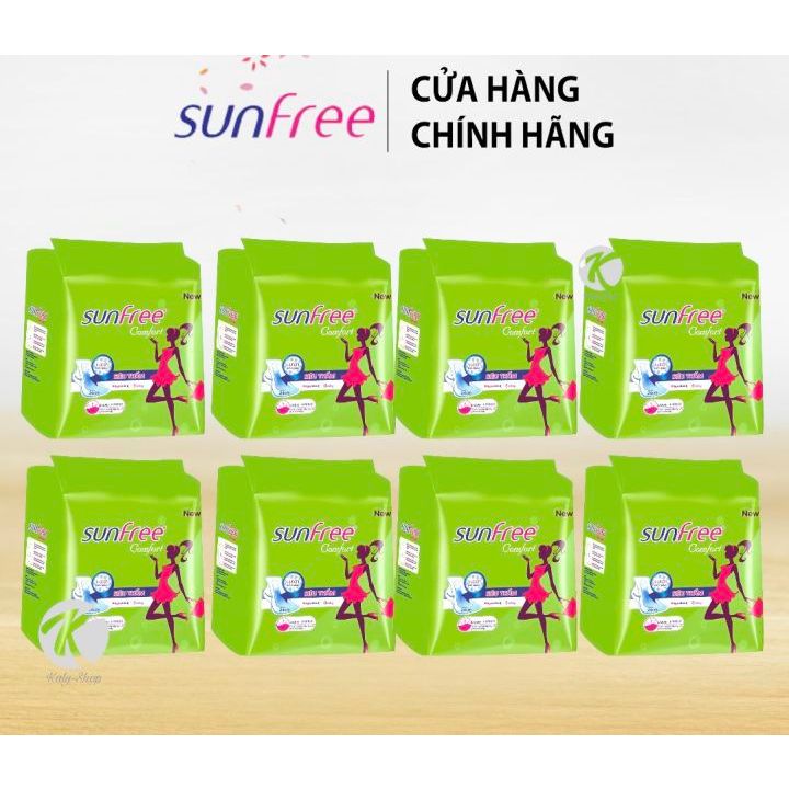 Combo 8 Gói Băng Vệ Sinh Sunfree Có Cánh 24cm