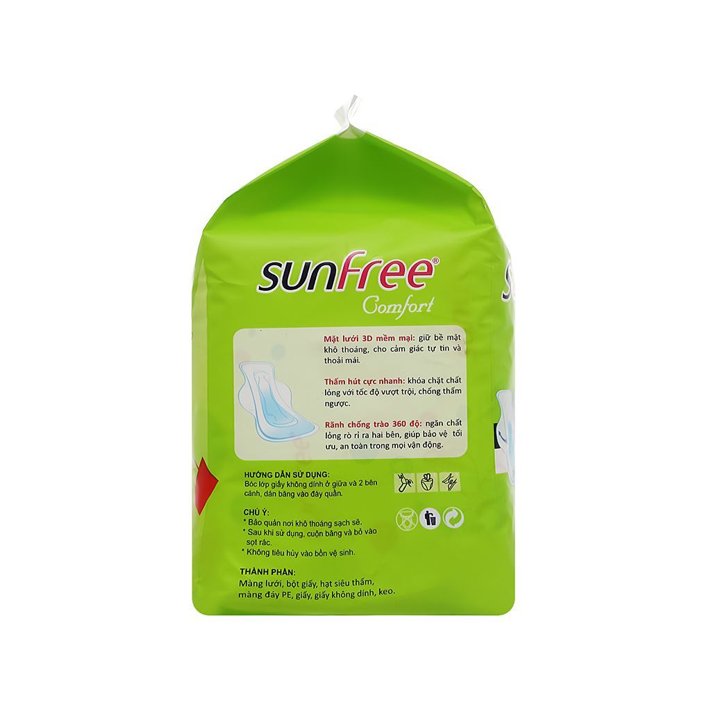 Combo 8 Gói Băng Vệ Sinh Sunfree Có Cánh 24cm