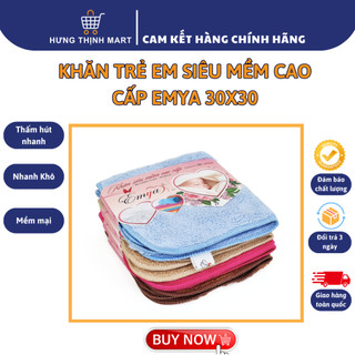 Khăn mặt siêu mềm trẻ em emya kt 30*30, 80% sợi polyester và 20% sợi polyamide
