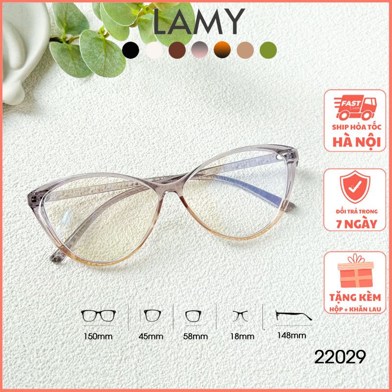 Gọng kính cận nữ nhựa dẻo mắt mèo 22029 LAMY gọng kính nam nữ mắt mèo 2023