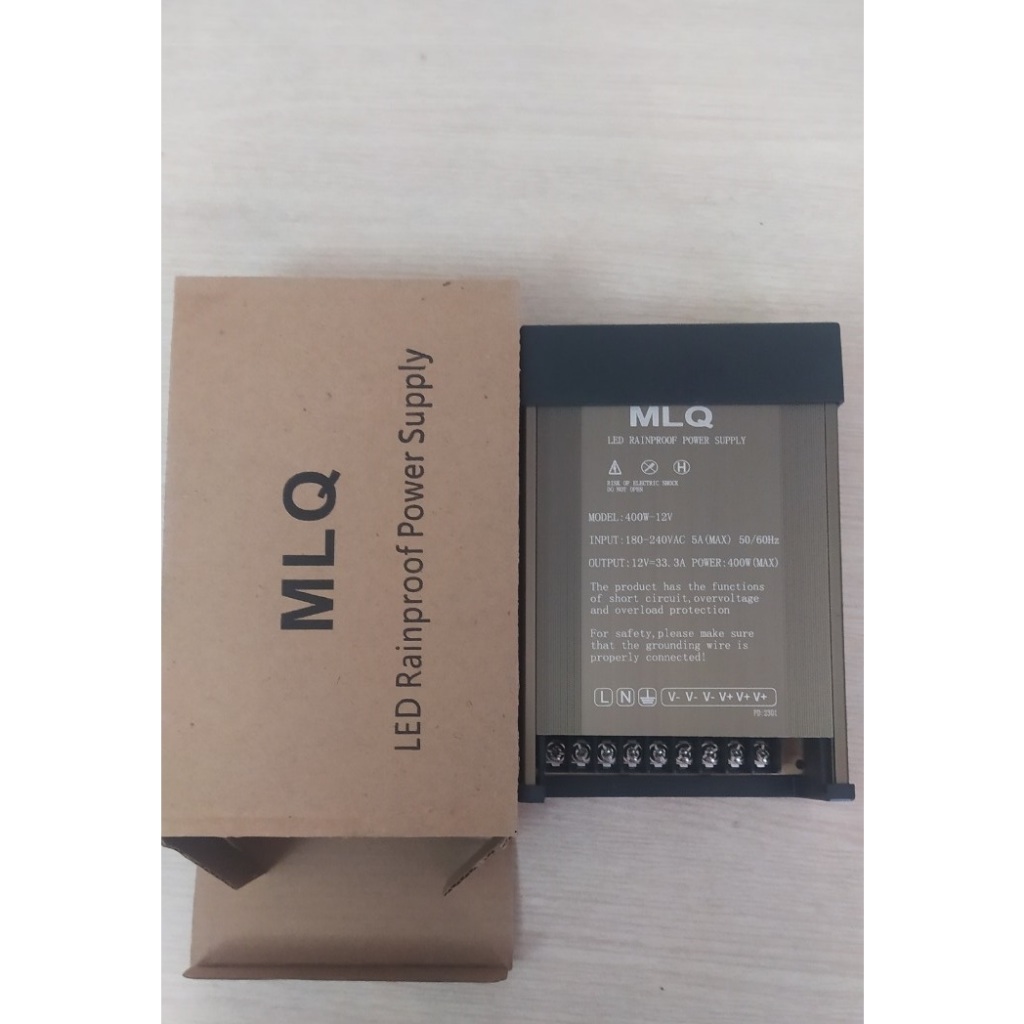 Nguồn led 12V 33A  HUNCO vỏ nhôm ngoài trời, Nguồn 12V 400W MLQ