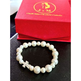 Chuỗi mân côi tràng hạt đeo tay nt xâu thánh giá bạc ta sang trọng, thanh lịch 10mm