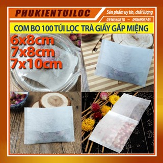 Túi lọc trà, cà phê bằng Giấy Gấp Miệng, nhiều kích thước, combo 100 túi- Phukientuiloc