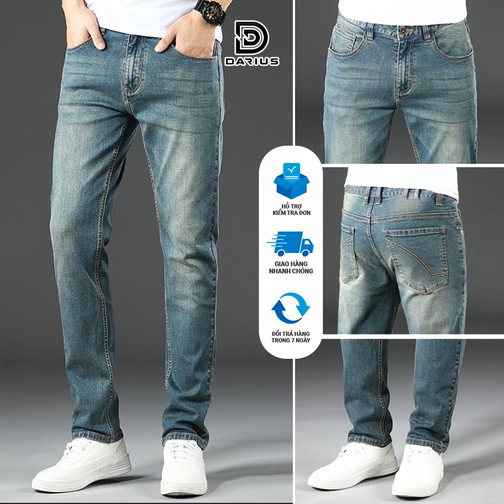 Quần jean nam skinny màu xanh Retro AVOCADO, quần bò co giãn 4 chiều slimfit chất vải bò cao cấp đường phố