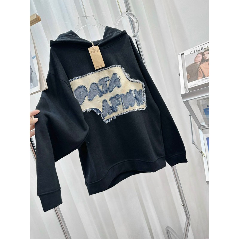 Áo nỉ hoodies dáng rộng thêu đáp xịn xò/ Áo nỉ quảng châu loại 1