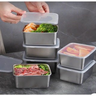 Set 5 Hộp Inox 304 Chống Rỉ Kèm Nắp Nhựa, Hộp Đựng Thực Phẩm Tủ Lạnh Đa Năng VS STORE 86