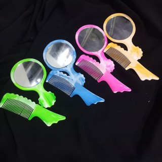Gương soi kèm lược bỏ túi màu (7×12cm)