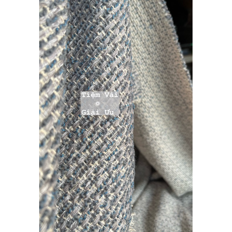 Vải tweed màu xanh xám trang nhã - khổ 1,5m