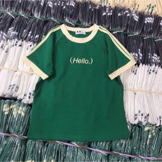 Áo thun nữ dáng ôm phối sọc vai ( mã HELLO tay ngắn )