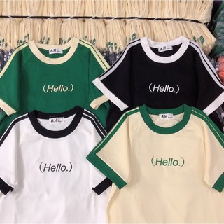 Áo thun nữ dáng ôm phối sọc vai ( mã HELLO tay ngắn )
