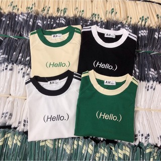 Áo thun nữ dáng ôm phối sọc vai ( mã HELLO tay ngắn )