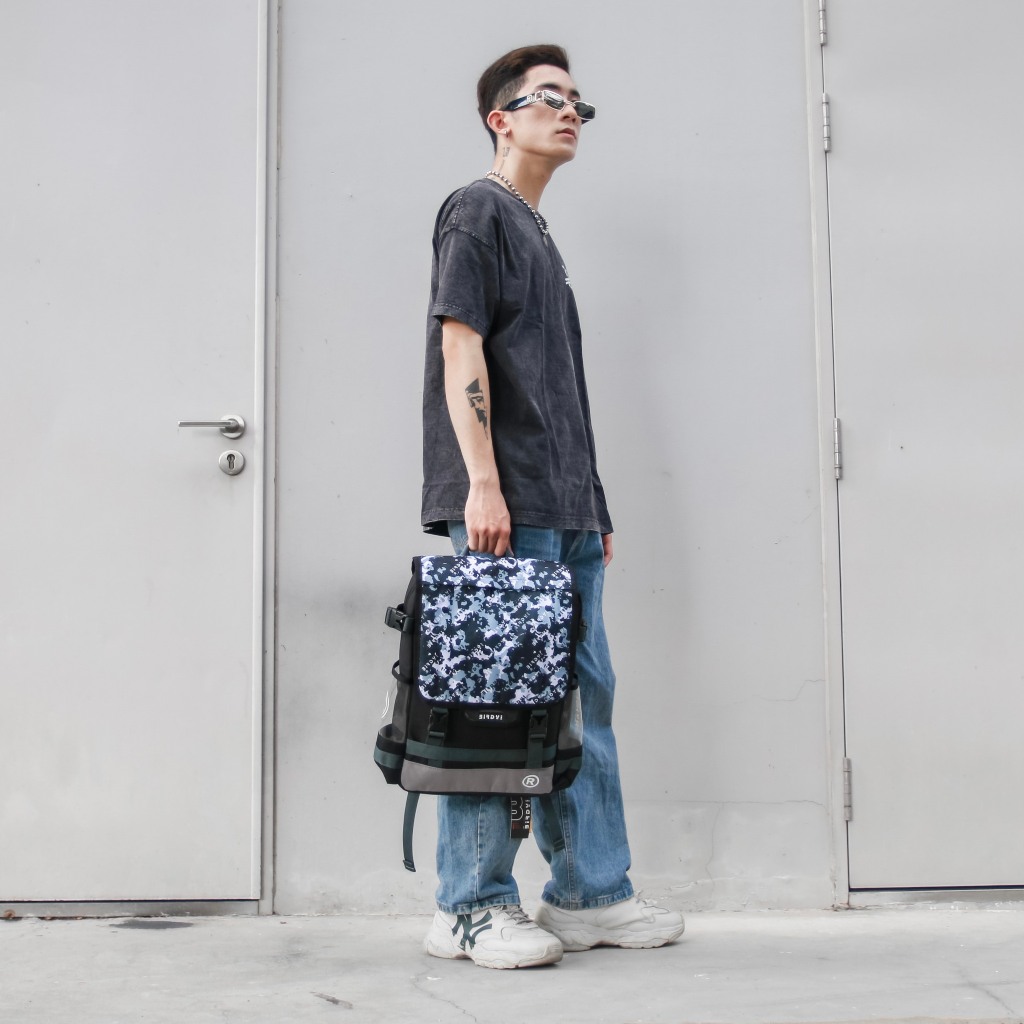 Balo nam đi học thời trang màu đen phối họa tiết camo nam nữ Local Brand BIRDYBAG - BASIC TWO Backpack Unisex