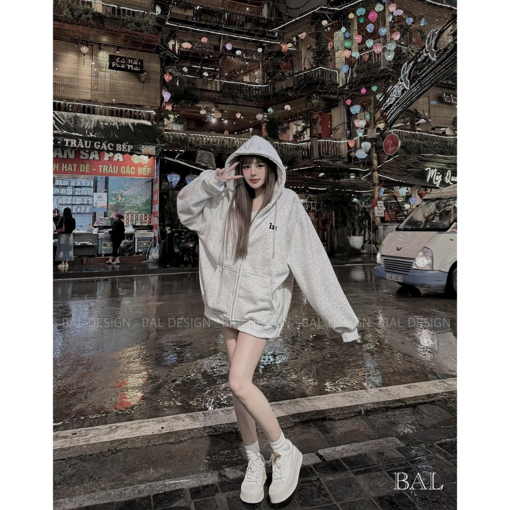 Áo Khoác Nỉ mũ to siêu cutee MPB, 2 màu như hình