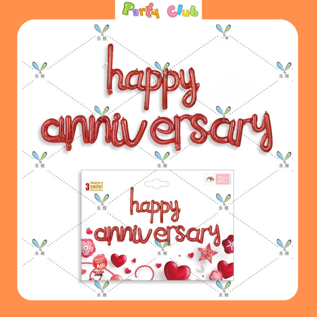 Bóng chữ Happy anniversary - bóng kỷ niệm ngày cưới - trang trí tiệc cưới