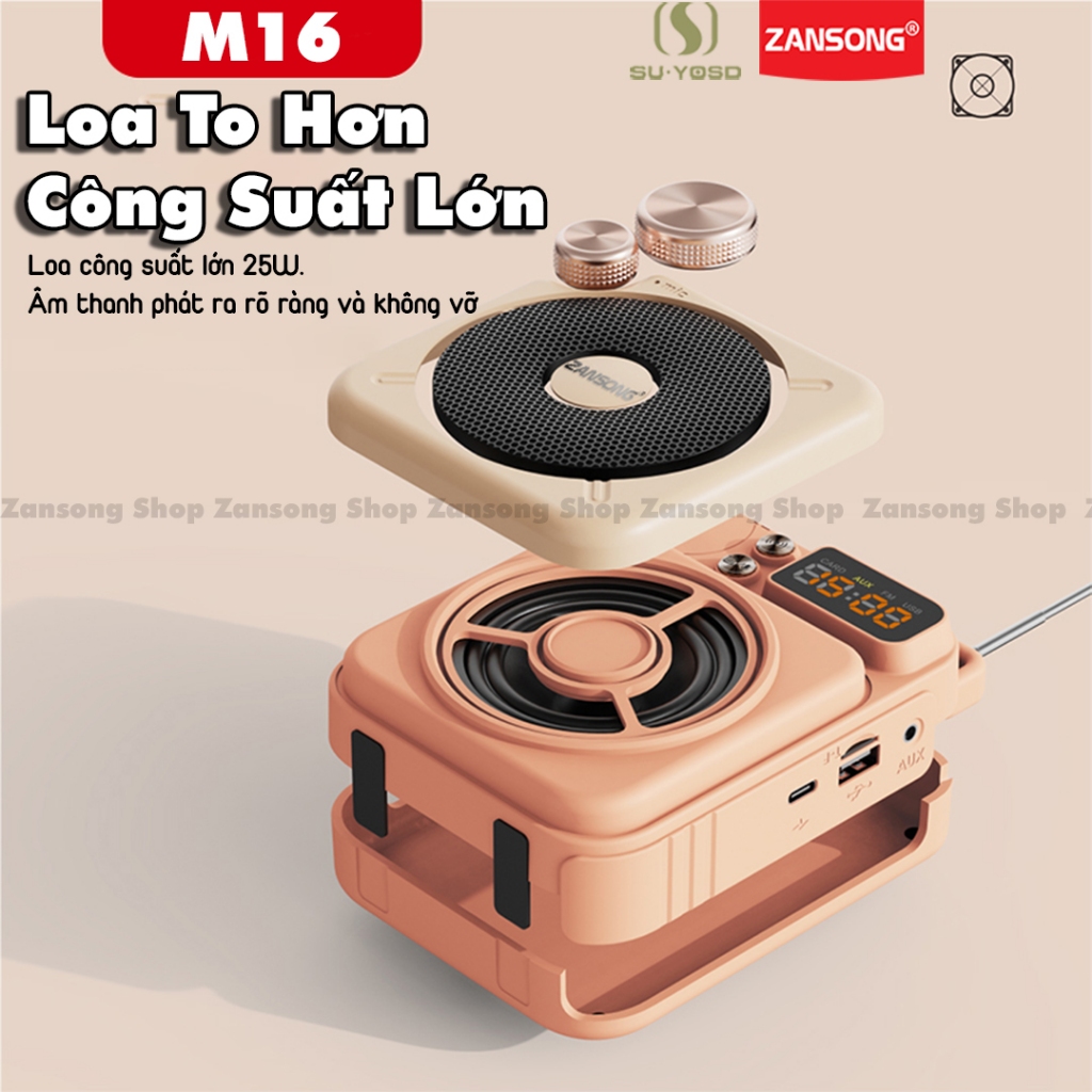 Máy trợ giảng không dây M12 M16 chính hãng Zansong , bluetooh 5.0 UHF thiết kế hiện đại