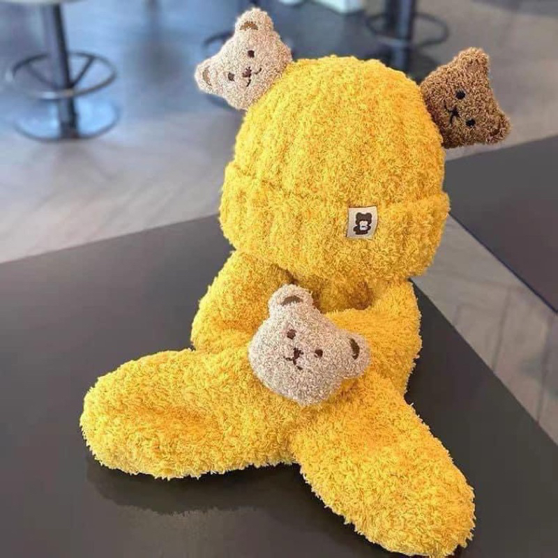 MŨ GẤU KÈM KHĂN CHO BÉ