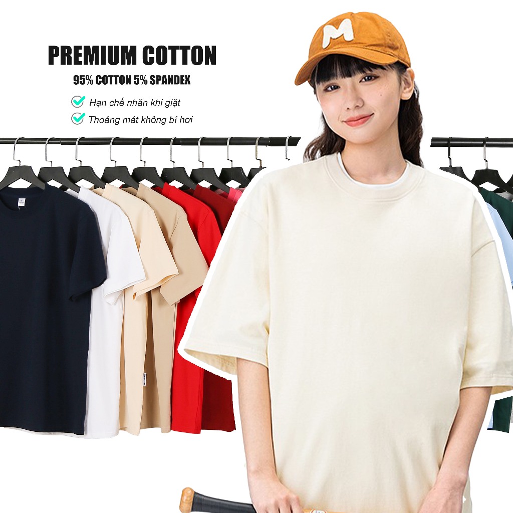 Áo thun trơn nữ form rộng ATT01 Miucho vải cotton cổ tròn in basic