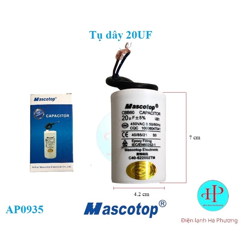 Tụ dây 20UF - Capa dây 20UF - Hàng đẹp - F33