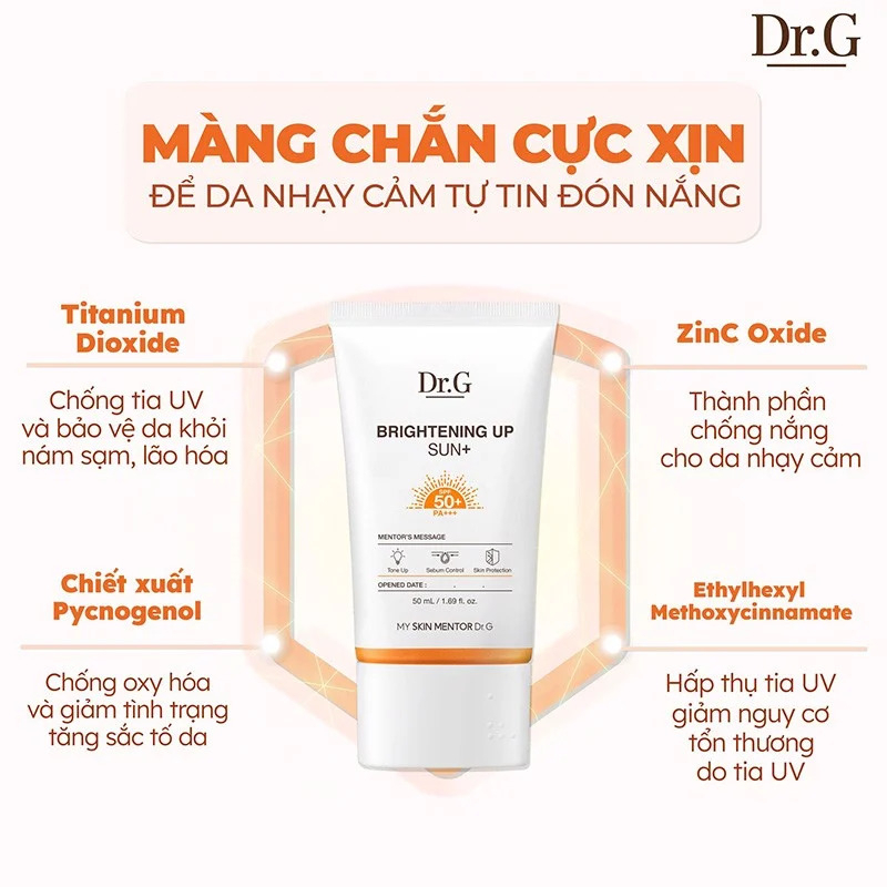 Kem Chống Nắng Dr.G Brightening Up dành cho da dầu mụn và da nhạy cảm