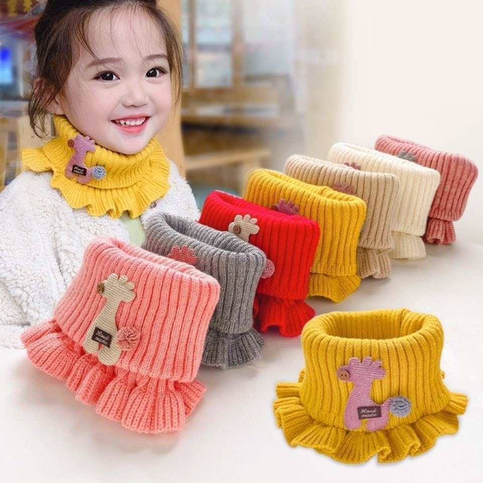 Khăn len cổ nhún dạng ống hình hươu cho bé