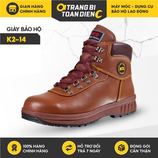Giày bảo hộ lao động Hàn Quốc K2-14 khóa kéo, màu nâu, da bò chống thấm, chống va đập Giày công trình - Trang Bị Totrình