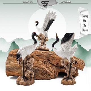 Tượng sếu đầu đỏ chất liệu đá sa thạch cao cấp - Tượng Deco, trang trí, trưng bày, tiểu cảnh, bán cạn, terrarium