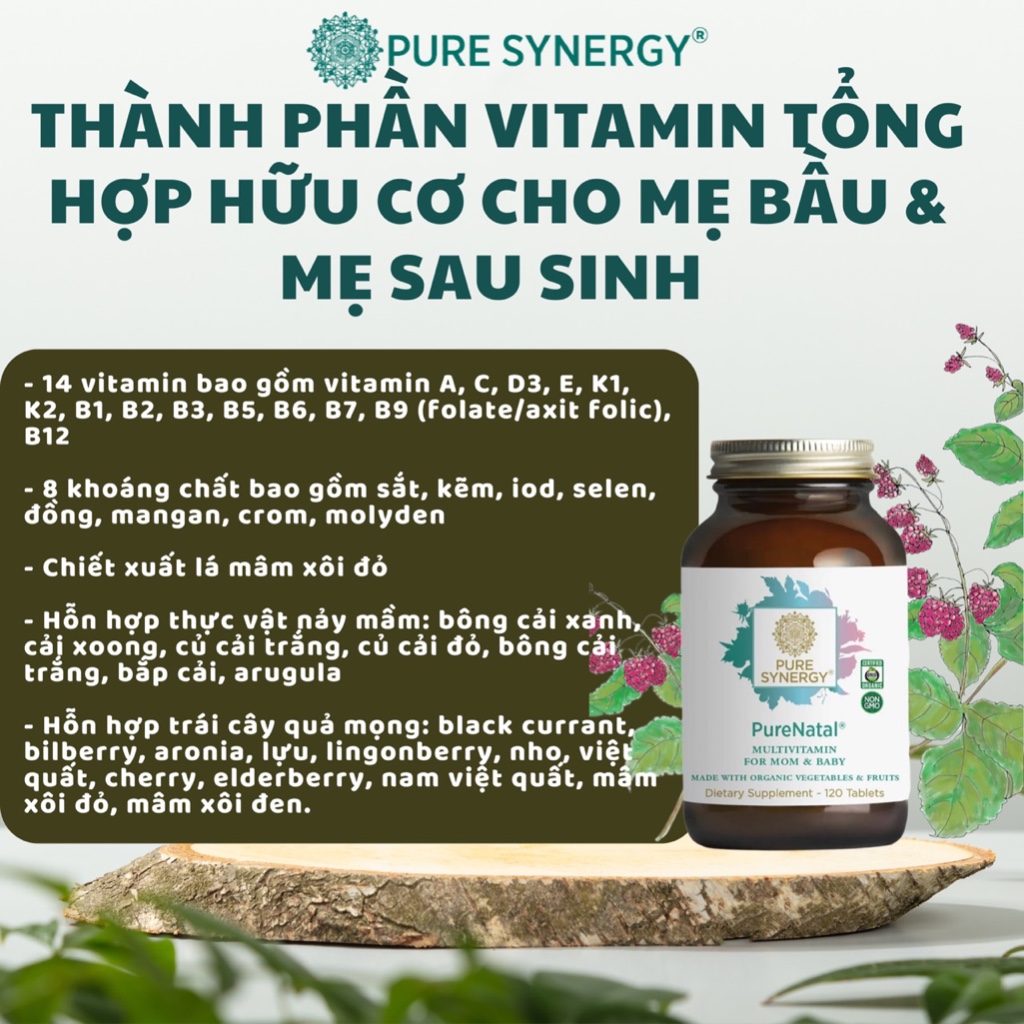 [Date 2026][Chính Hãng - Bay Air, Có Bill] Vitamin cho mẹ bầu và cho con bú PureNatal® Pure Synergy 120 viên