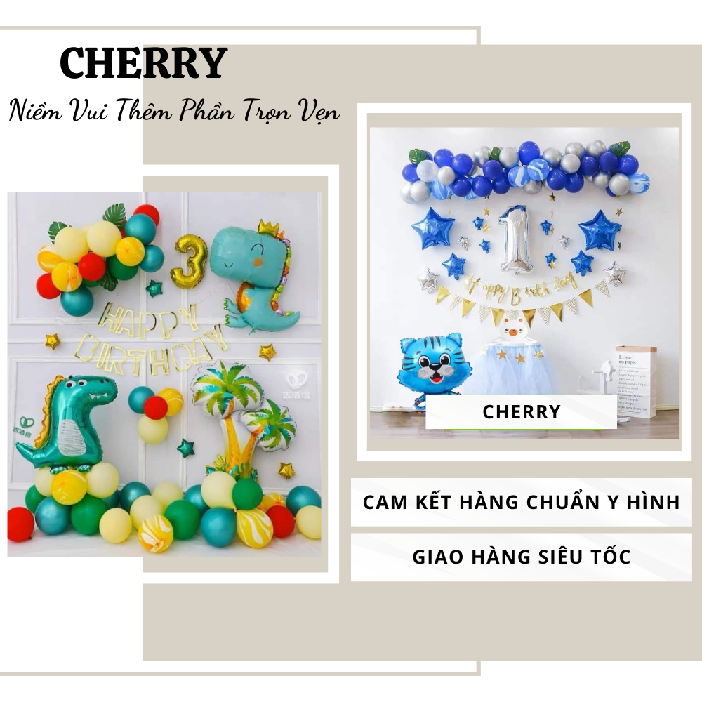 set bóng trang trí sinh nhật có hình thú cưng ngộ nghĩnh đáng yêu cho bé trai bé gái, set chuẩn ý hình CHERRY2008