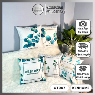 Gối Sofa In 2 Mặt Hình Lá Cây Trái Tim, Gối Tựa Lưng Sofa Trang Trí Cho Phòng Khách, Kích Thước 45x45cm, KENHOME