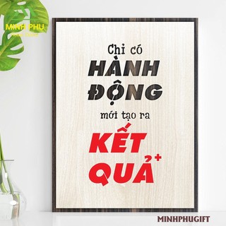 Tranh treo tường bằng Gỗ handmade khắc laser chữ slogan tạo động lực