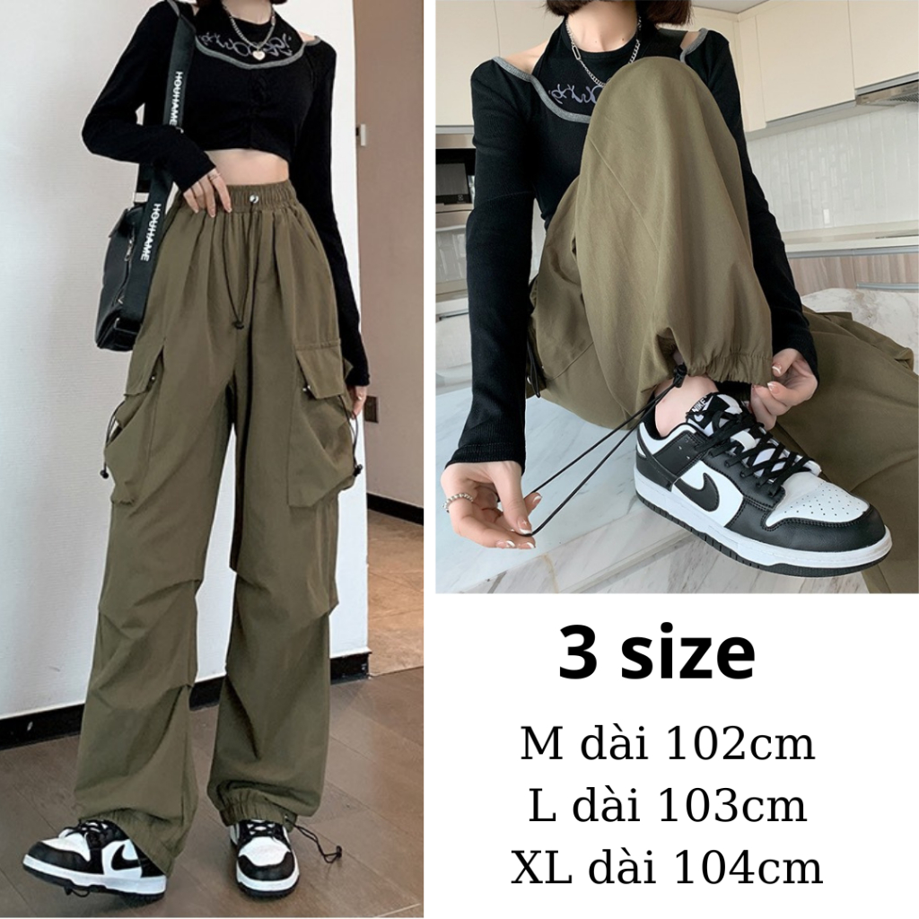 Quần Dài Kaki Ống Rộng Phong Cách Đường Phố Cá Tính Cho Nam Nữ TÚI HỘP Phối Dây RÚT Trendy Unisex - dt_shop