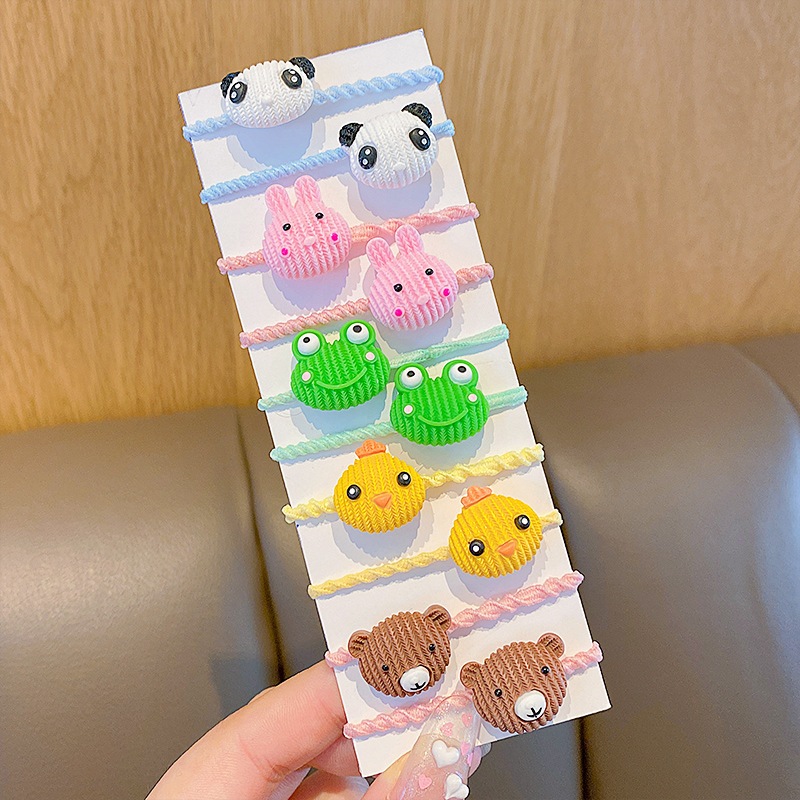 Set 10 cột tóc nhí, thun nhí hoạt hình, hoa động vật đáng yêu phong cách Hàn Quốc