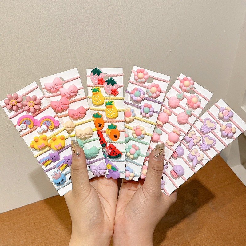 Set 10 cột tóc nhí, thun nhí hoạt hình, hoa động vật đáng yêu phong cách Hàn Quốc