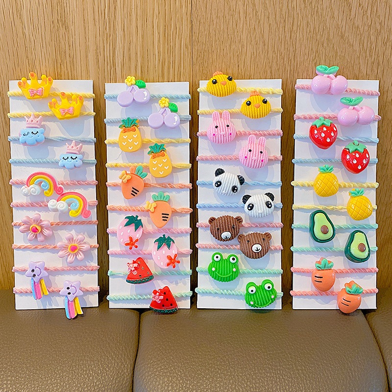 Set 10 cột tóc nhí, thun nhí hoạt hình, hoa động vật đáng yêu phong cách Hàn Quốc