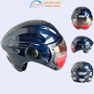 Nón bảo hiểm nửa đầu có kính cao cấp - GRS A737K - Xanh than bóng - Vòng đầu 56-59cm - Hàng CHÍNH HÃNG - Bảohành 12thang
