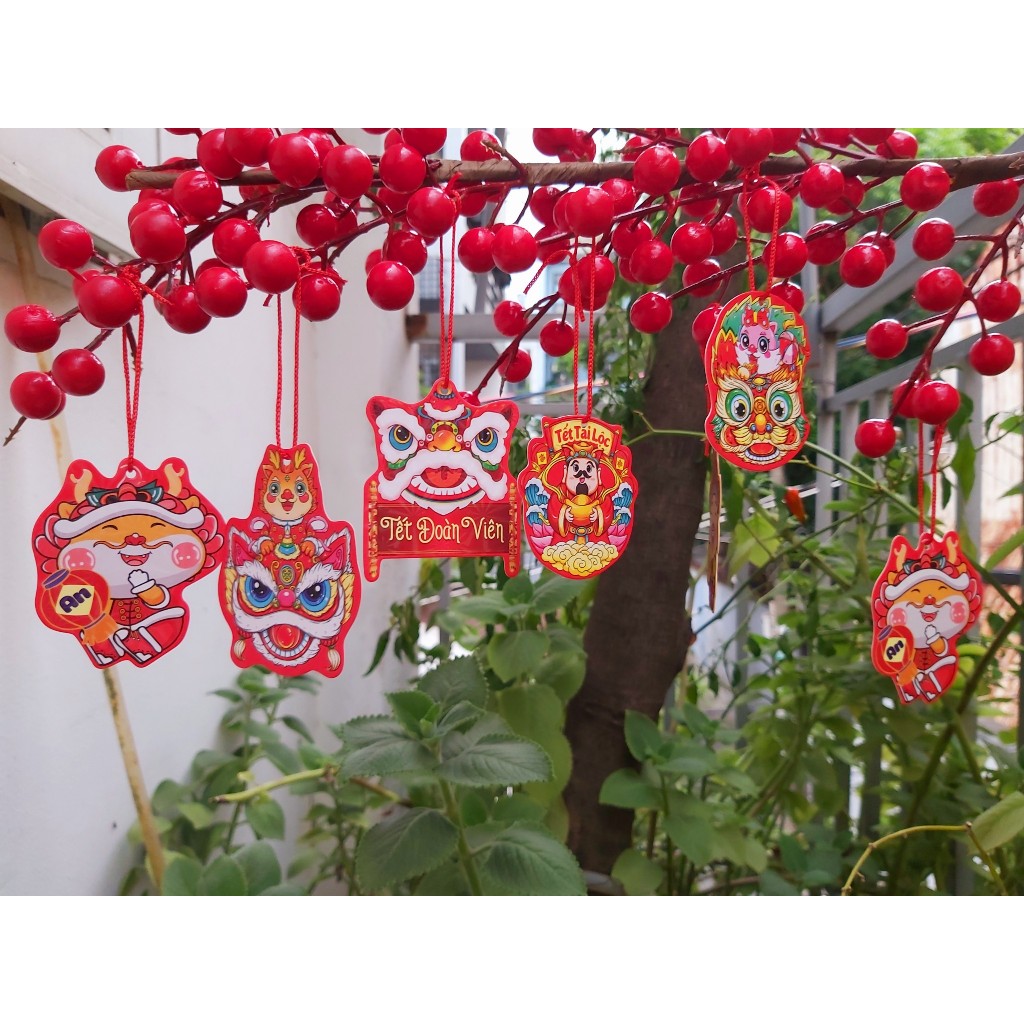 Set 6 Tag treo, dây treo trang trí Tết