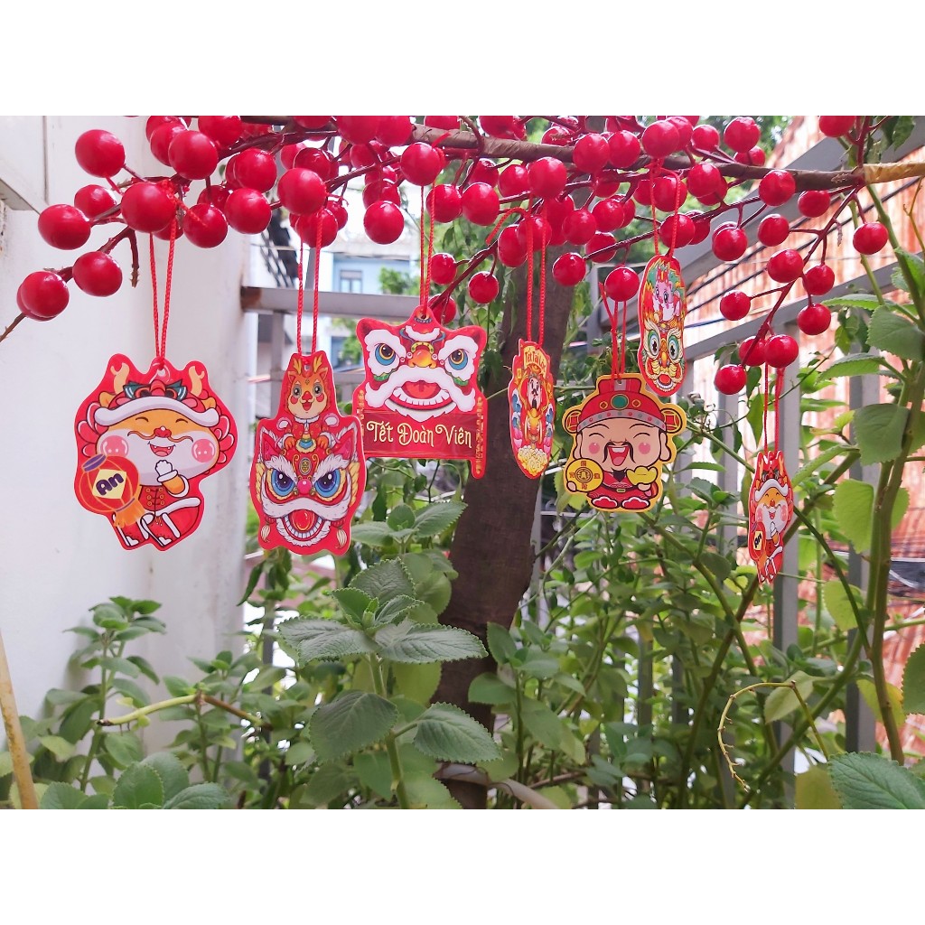 Set 6 Tag treo, dây treo trang trí Tết