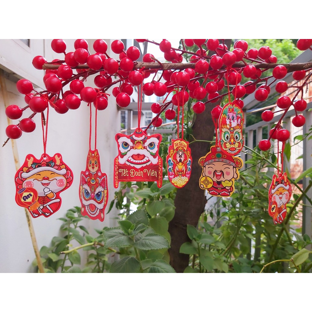 Set 6 Tag treo, dây treo trang trí Tết