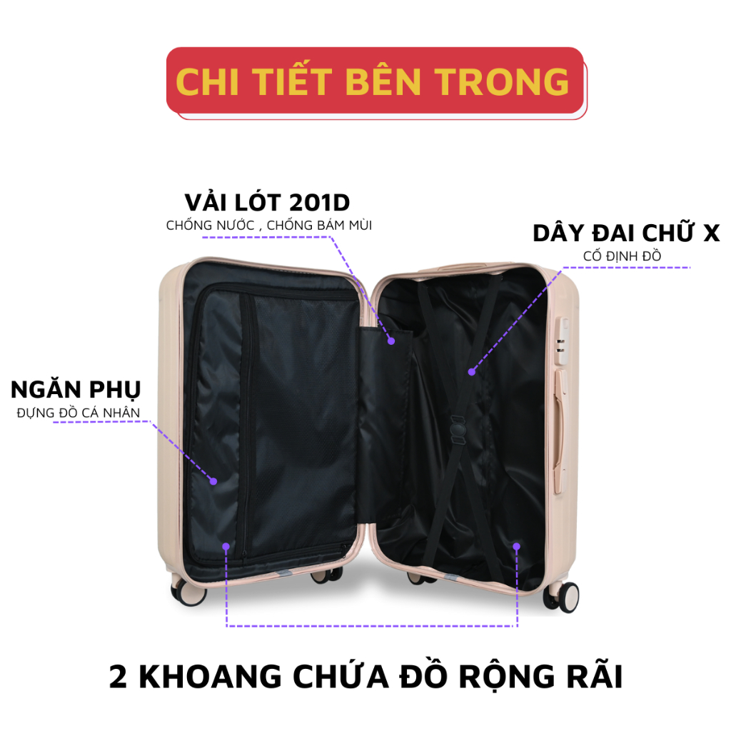 Vali kéo du lịch Kingsun Vali Nhựa Size 24inch KS-T01 Bảo hành 5 năm