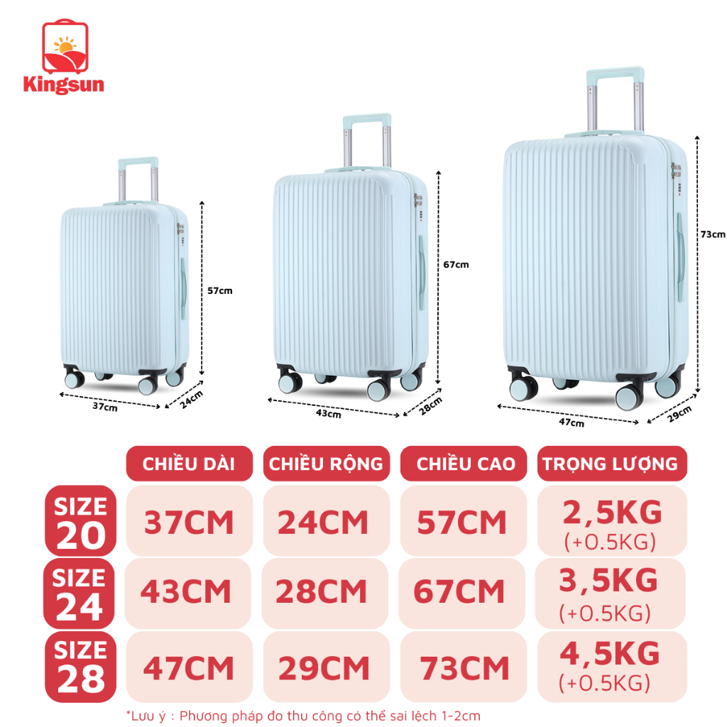 Vali kéo du lịch Kingsun Vali Nhựa Size 24inch KS-T01 Bảo hành 5 năm