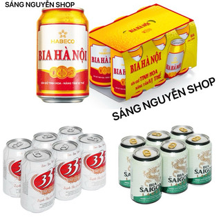 Lốc 6 lon Bia Hà Nội / Bia 333/ Bia Sài Gòn - HABECO (330ml/ lon)