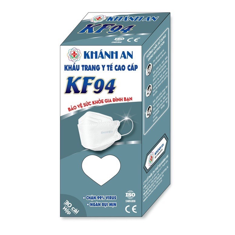 Khẩu trang y tế KF94 có 4 lớp kháng khuẩn Khánh An KF94 hộp 30 cái ngăn vi khuẩn chống bụi hiệu quả