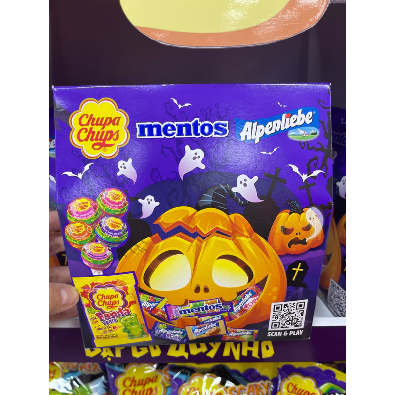 Hộp Quà Halloween kẹo Chupachups Mentos Alpenliebe 274g