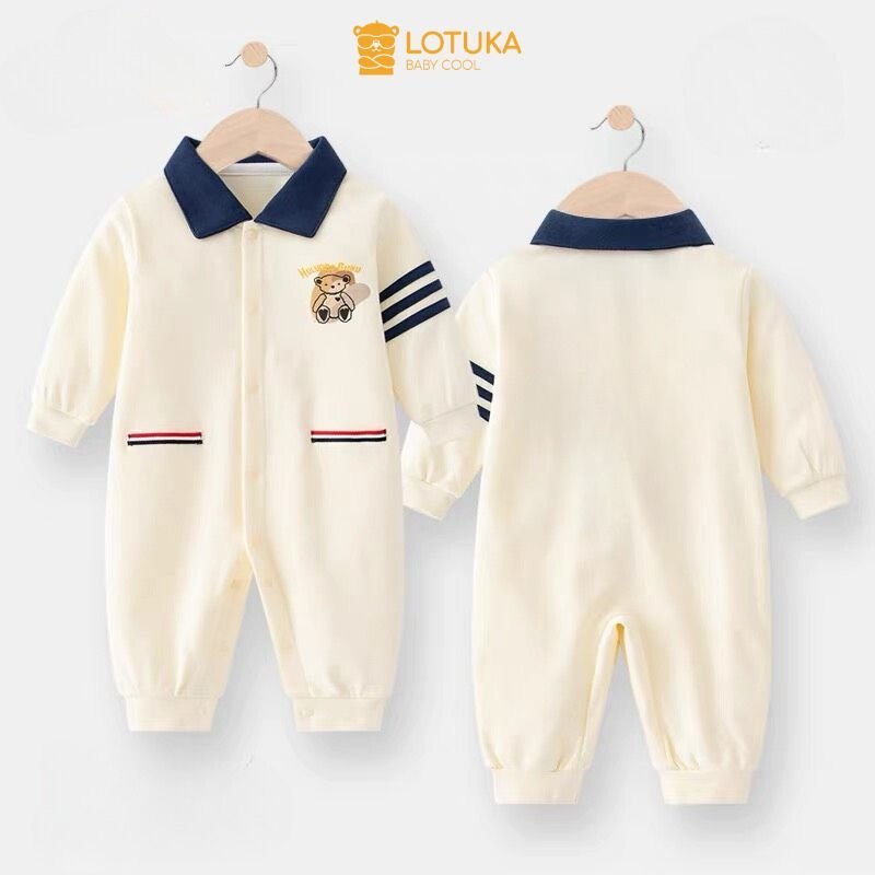 Bodysuit LOTUKA Cho Bé, Body Polo Dài Tay Cho Bé Trai Bé Gái, Bộ Liền Thân Thu Đông, Quần Áo Trẻ Em Size 3-12kg